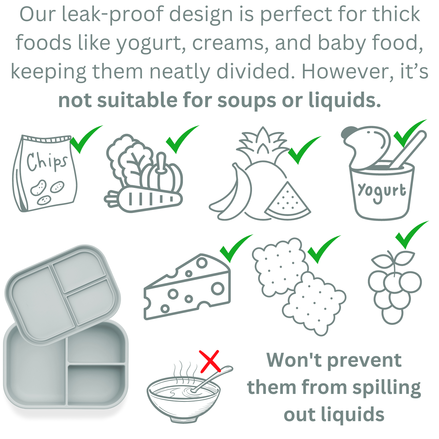 The superior leak-proof design is perfect for thick foods like yogurt, ensuring no spills.
