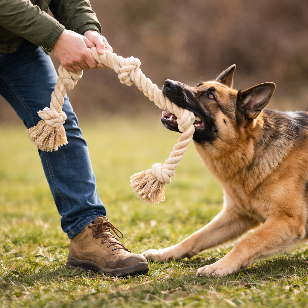 Ali+Oli Pets Heavy Duty Dog Rope Toy for Large Dogs – 5-Knot Cotton Tug Toy for Aggressive Chewers