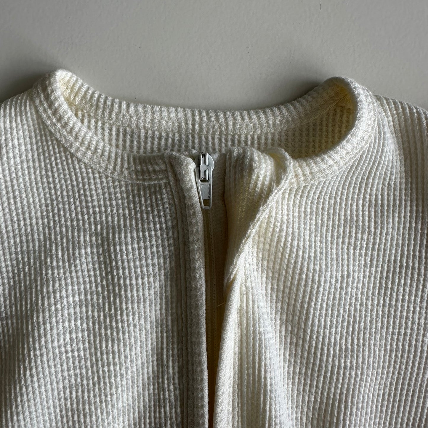Organic Cotton Baby Footie Waffle 2-way Zipper (Ivory)