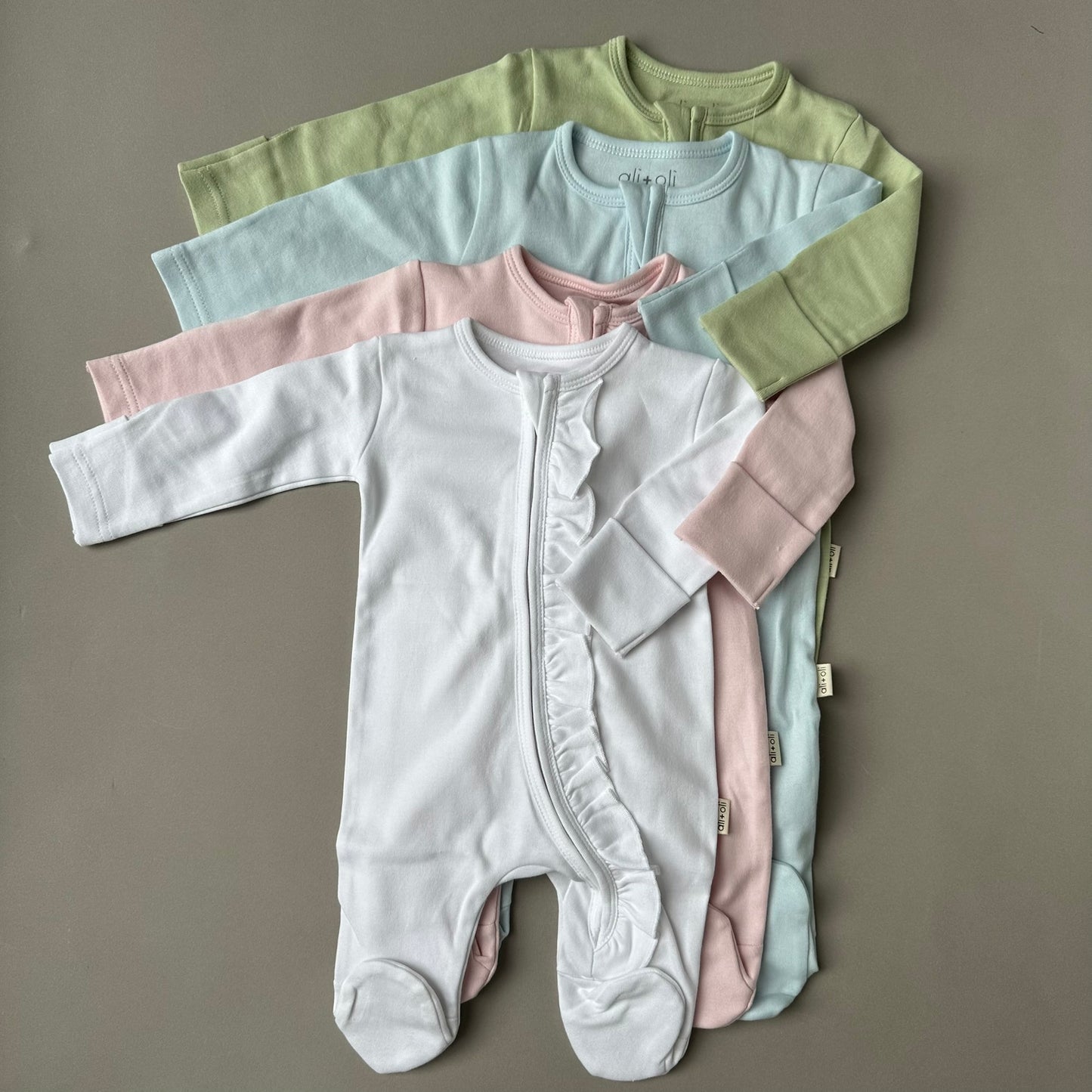 Organic Cotton Baby Footie with 2-way Zipper (Sage)
