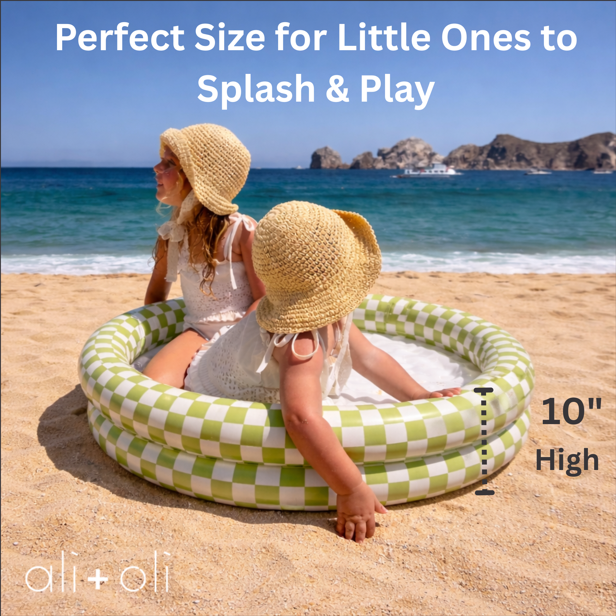 Ali+Oli Two-Ring Kiddie Pool (Green Checkers)