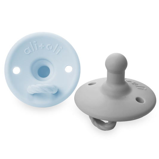 Ali+Oli Pacifier Set Round (Iron & Sky)