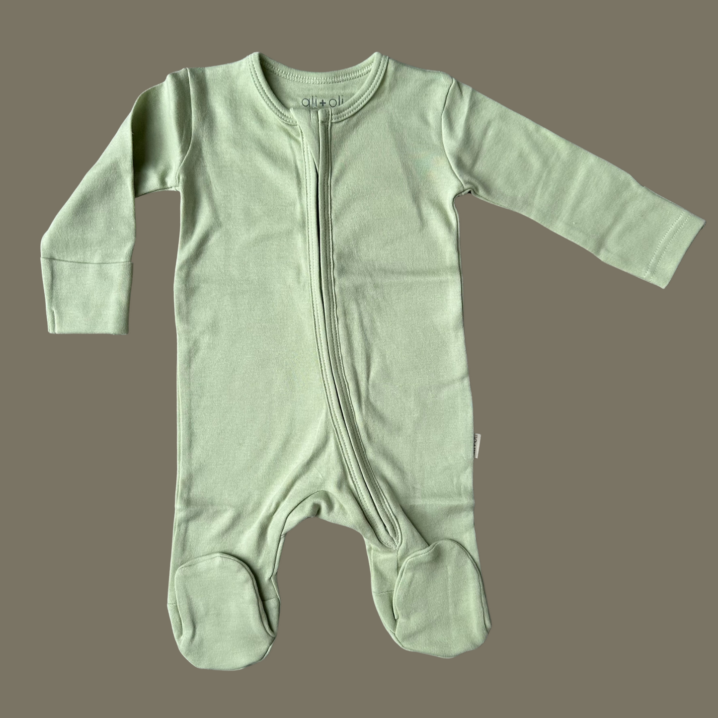 Organic Cotton Baby Footie with 2-way Zipper (Sage)
