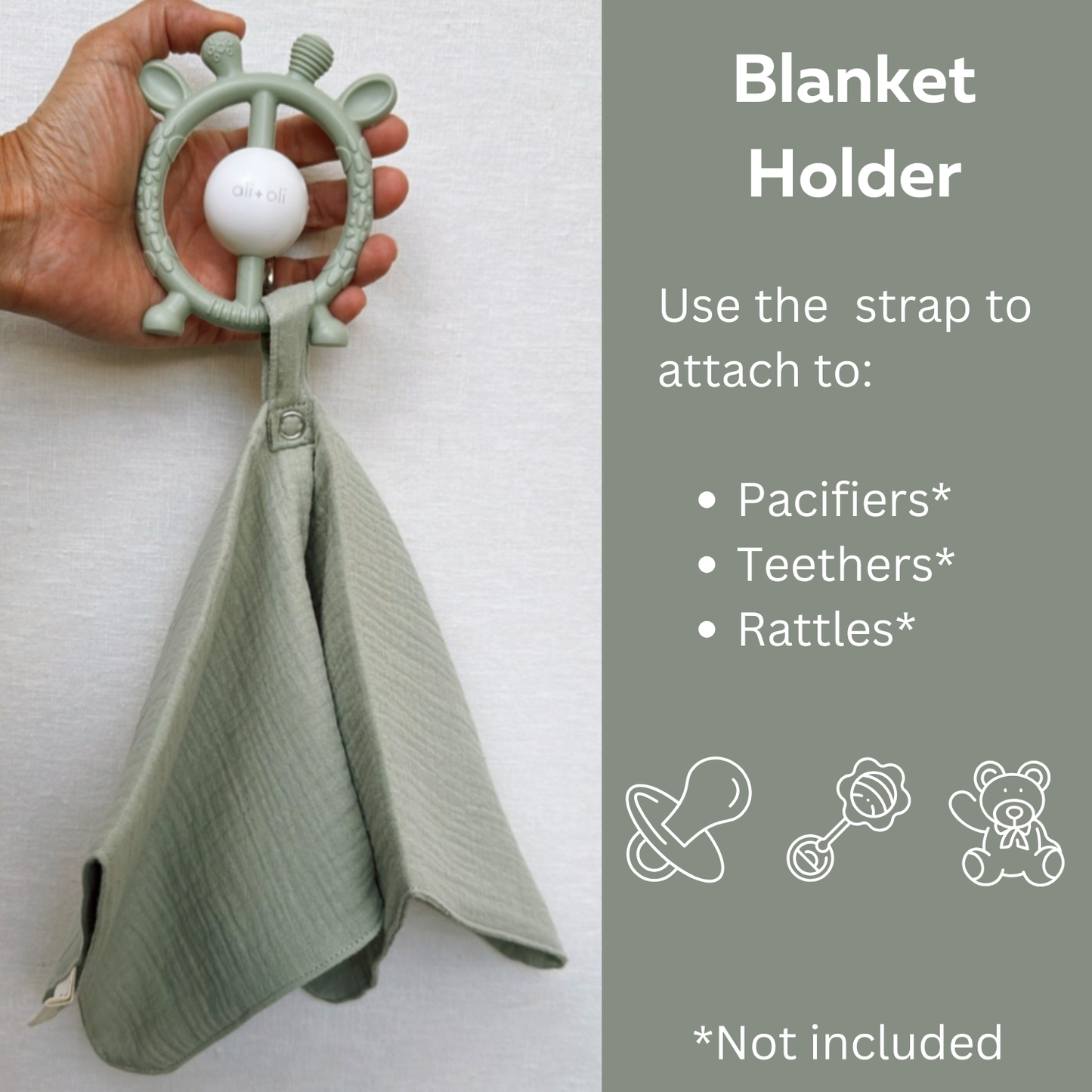 Ali+Oli Pacifier Blanket Holder (Sage)