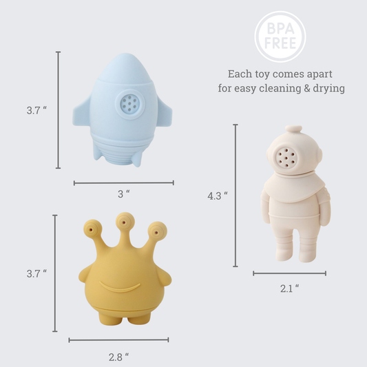 Space Mold Free Bath Toys Play Set of 3