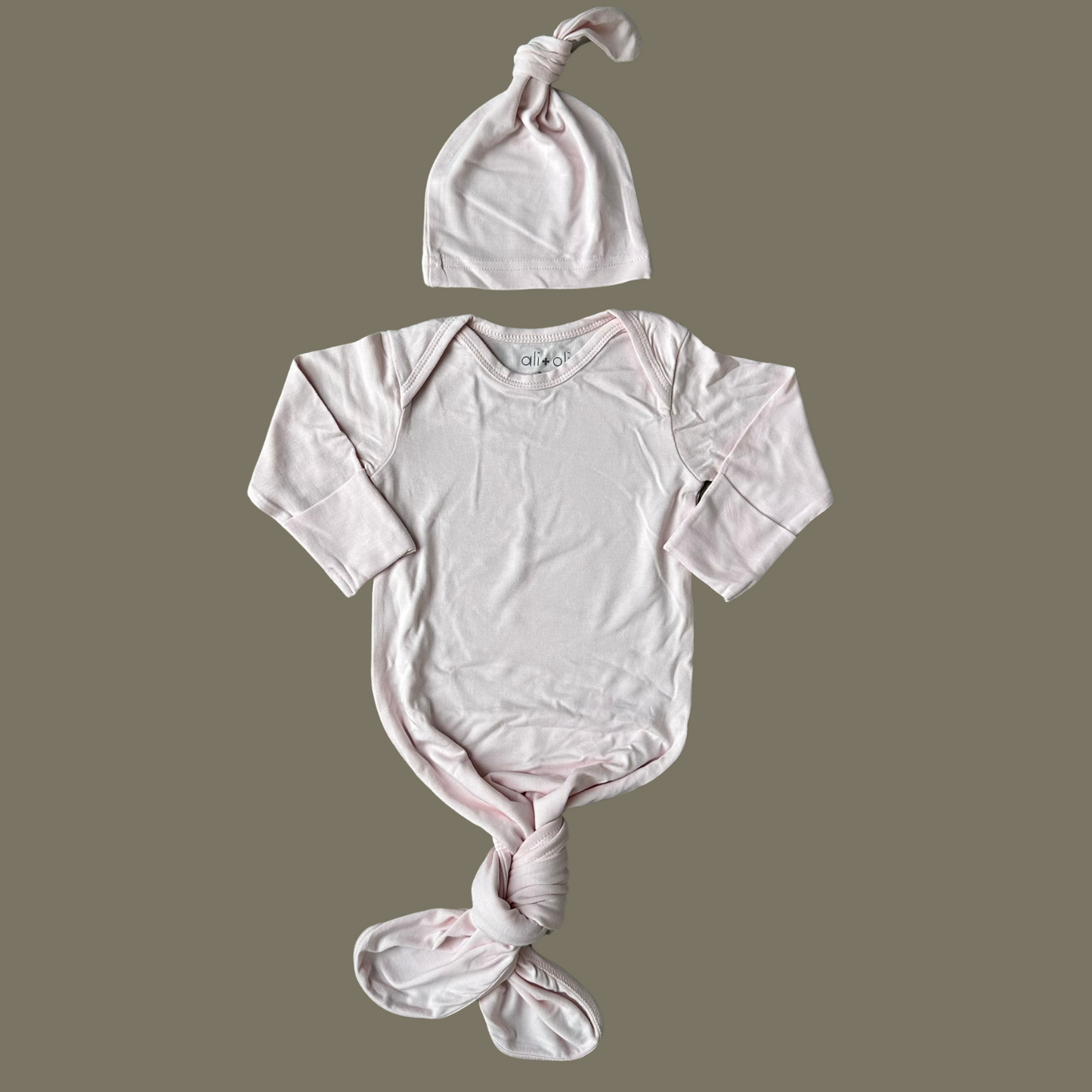Ultra-Soft Bamboo Knotted Gown & Beanie for Baby (Blush)