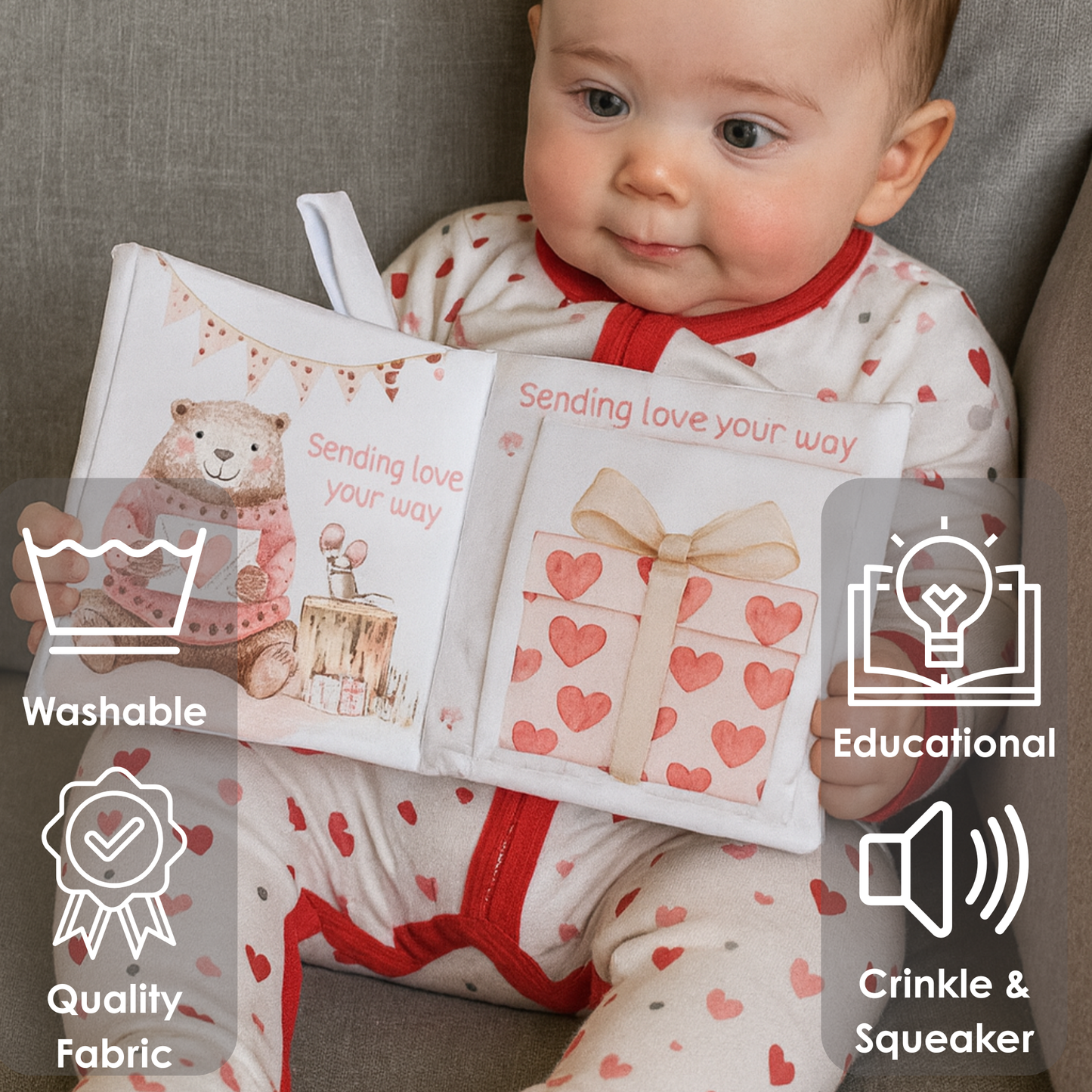 Ali+Oli Baby Cloth Crinkle Book –  Valentines