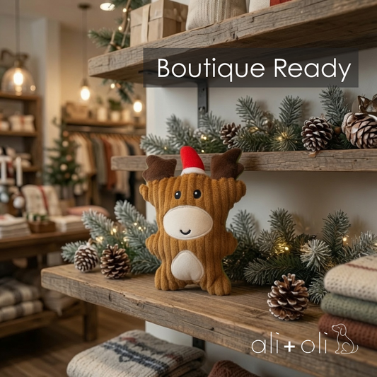 Ali+Oli Pets Christmas Plush Reindeer Squeaking Dog Toy