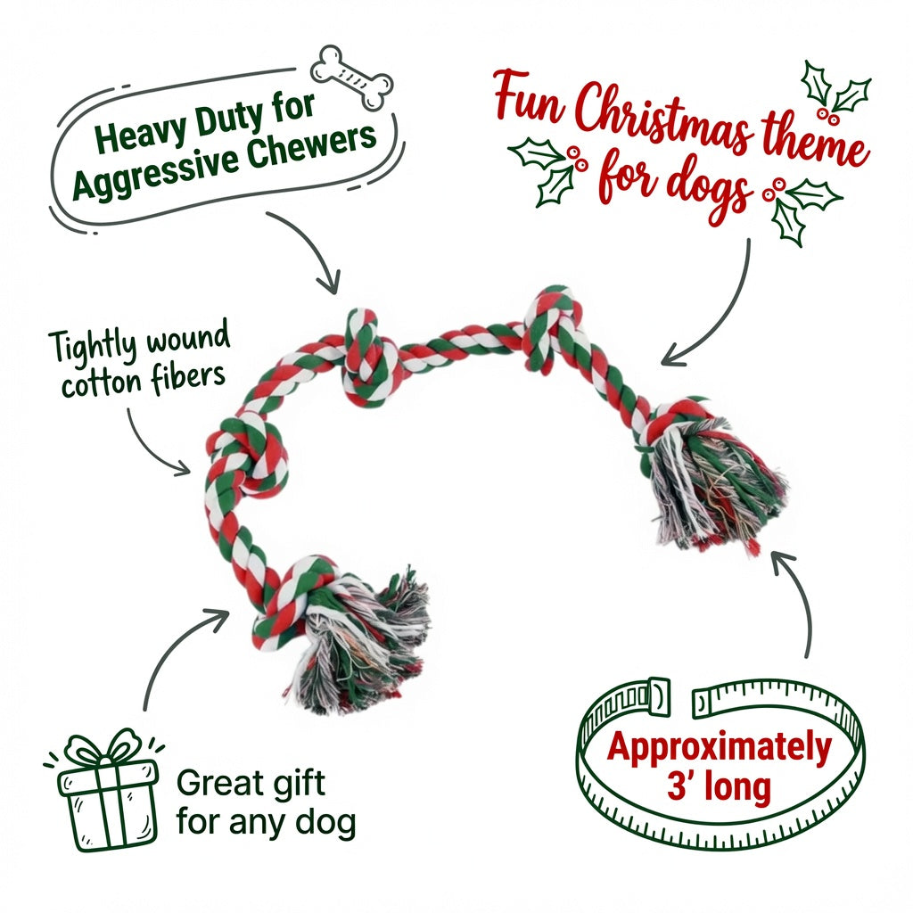 Ali+Oli Pets Christmas Heavy-Duty Tug-of-War Rope Dog Toy