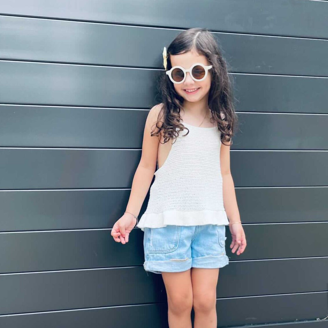 Kids White Retro Sunglasses