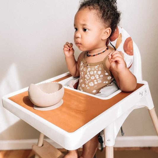 Ali+Oli Suction Bowl & Spoon Set (Taupe) Wavy