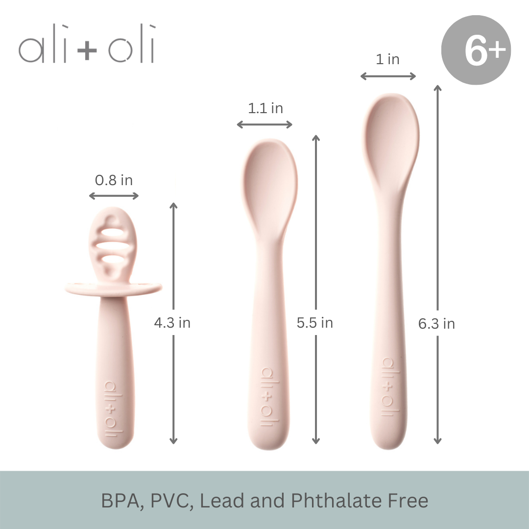 Ali+Oli (3-pc) Multi Stage Spoon Set for Baby (Blush) 6m+