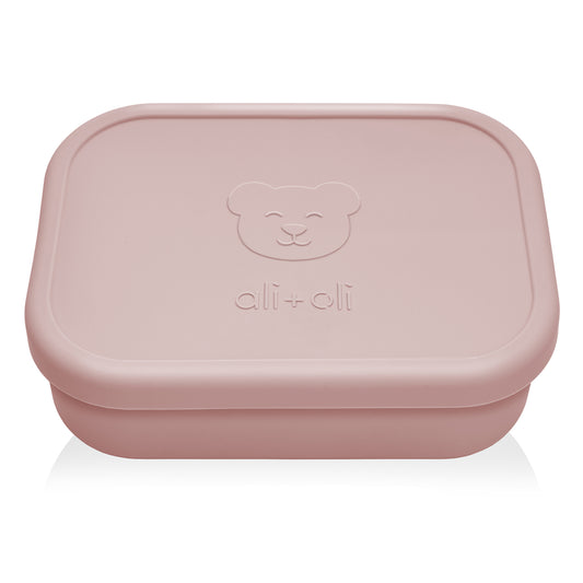 Ali+Oli Reusable Silicone Bento Box - 3 Compartments - Leakproof (Rose)