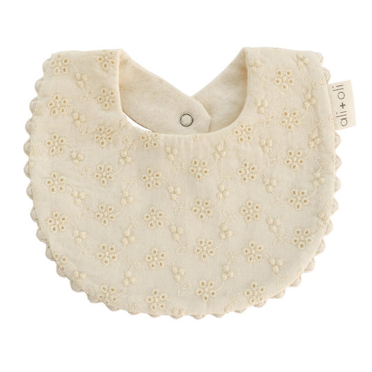 Ali+Oli Muslin Cotton Baby Bib Double Sided (Eyelet Flowers)