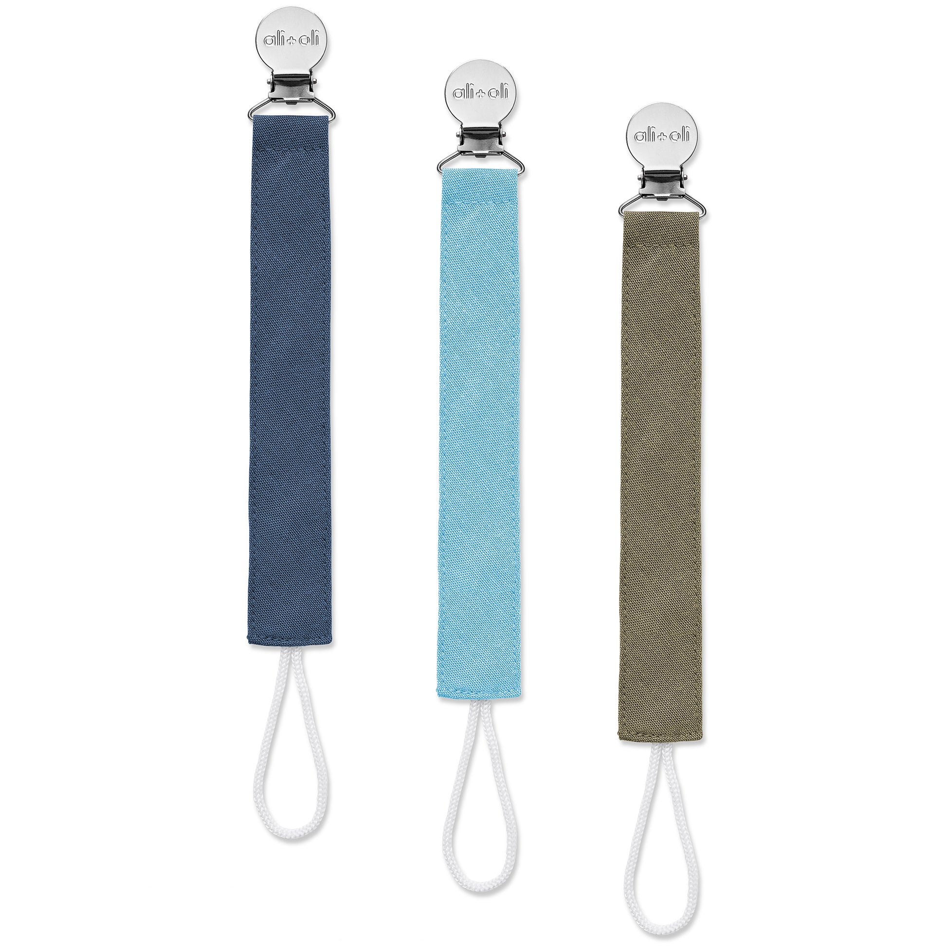 Ali+Oli Pacifier Clips (set of 3) Linen - Jake