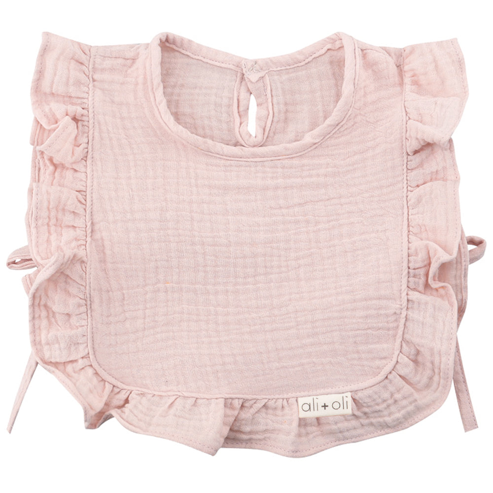 Muslin Ruffled Bibs Ali+Oli Muslin Cotton Ruffle Baby Bib (Pink)
