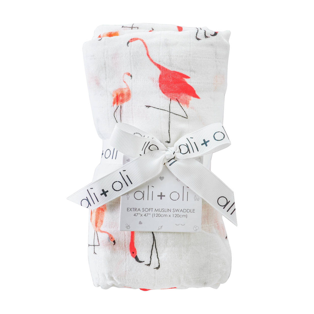 Ali+Oli Muslin Swaddle Blanket (Flamingo)