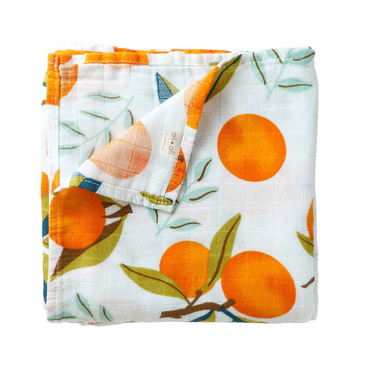 Ali+Oli Muslin Swaddle Blanket (Tangerine)