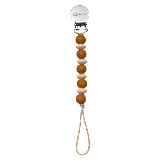 Ali+Oli Pacifier Clip Holder for Baby | Mini Lentil (Ochre)