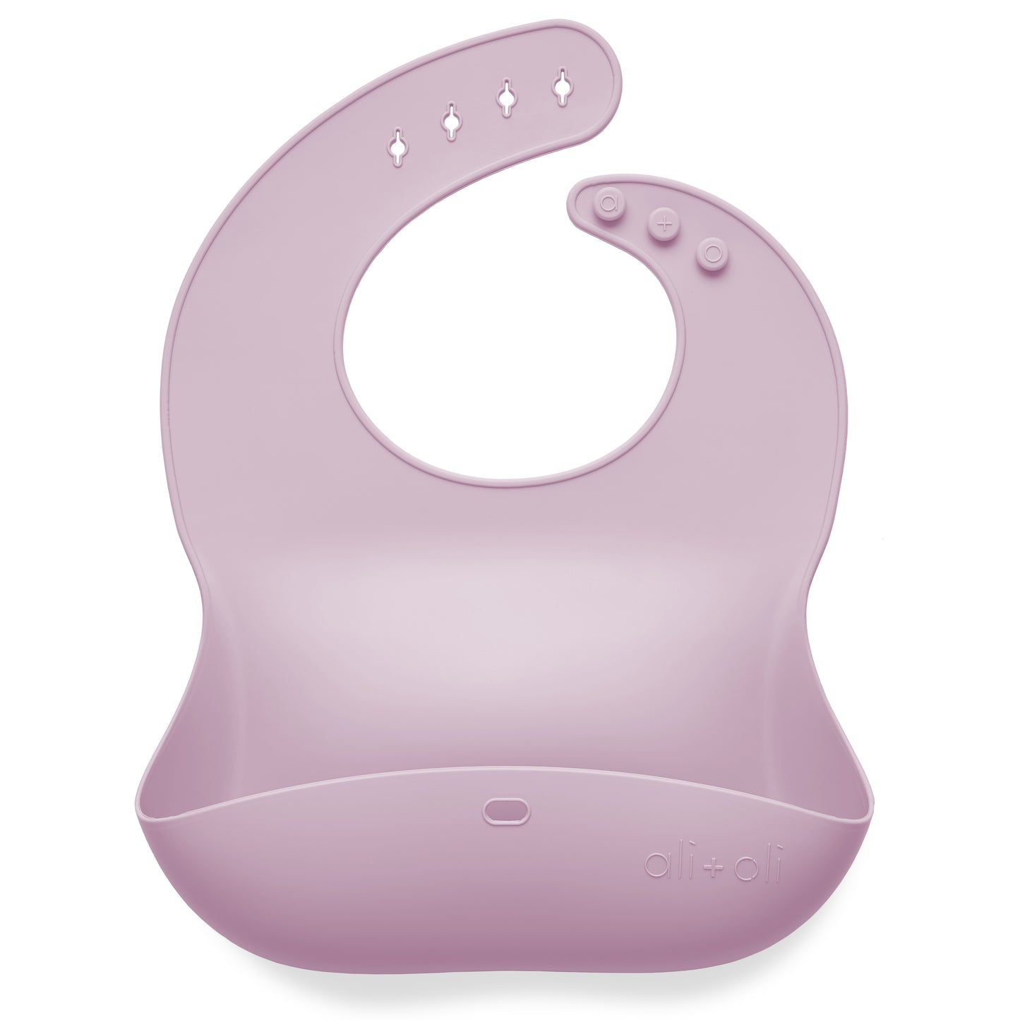 Ali+Oli Silicone Baby Bib Roll Up & Stay Closed (Soft Lilac)