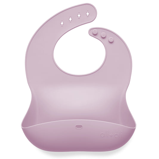Ali+Oli Silicone Baby Bib Roll Up & Stay Closed (Soft Lilac)