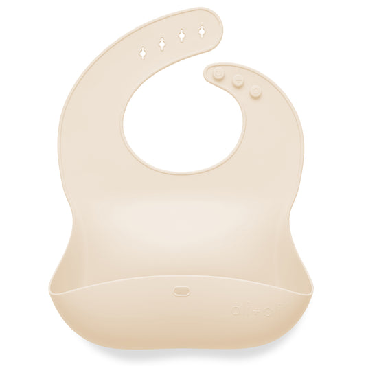 Ali+Oli Silicone Baby Bib Roll Up & Stay Closed (Sand)