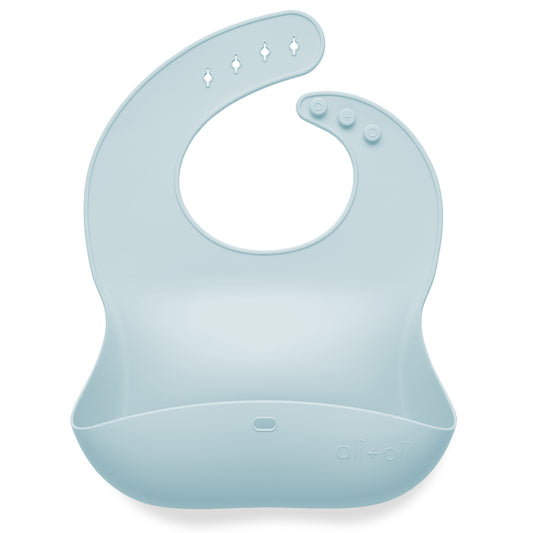 Ali+Oli Silicone Baby Bib Roll Up & Stay Closed (Sky)