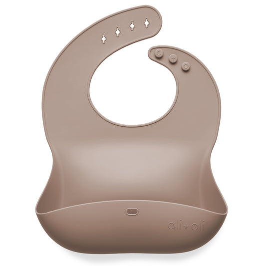 Ali+Oli Silicone Roll-Up Baby Bib (Taupe)