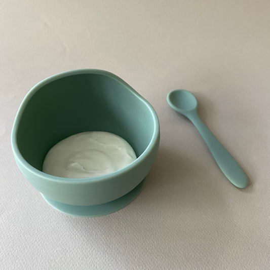 Ali+Oli Suction Bowl & Spoon Set (Mint)