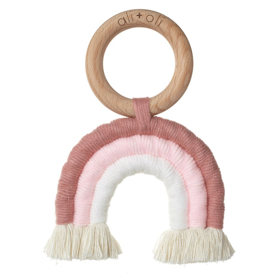 Mini-Macramé Rainbow Teething Toy for Baby (Pink)