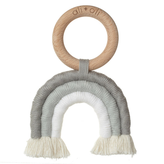 Mini-Macramé Rainbow Teething Toy for Baby (Grey)