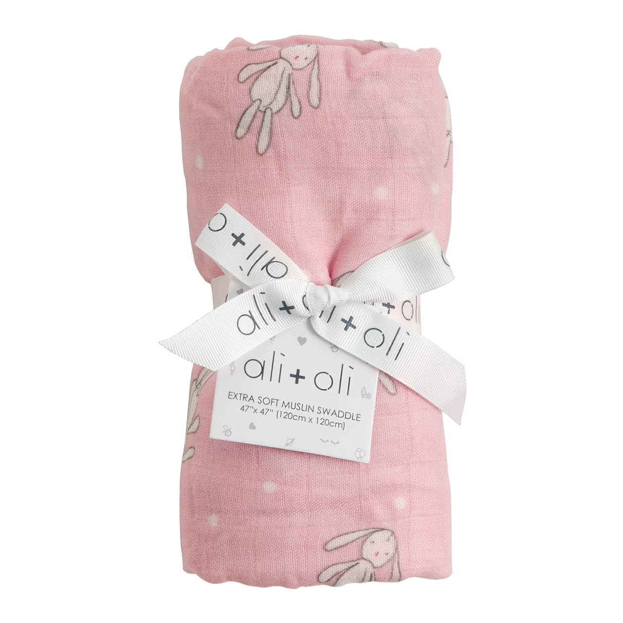 Ali+Oli Muslin Swaddle Blanket (Rag Doll Bunny)