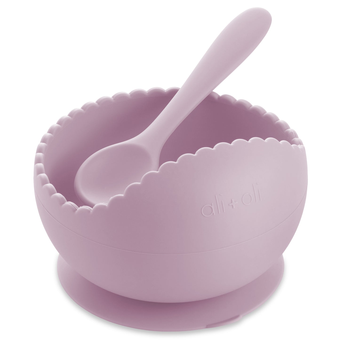 Ali+Oli Suction Bowl & Spoon Set (Lilac) Wavy
