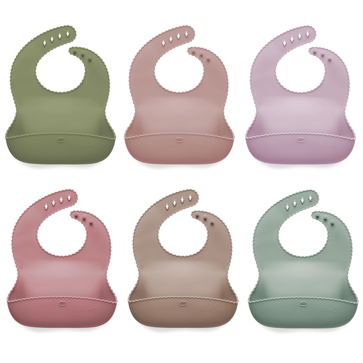 Ali+Oli Silicone Roll-Up Baby Bib (Blush) Wavy Edge