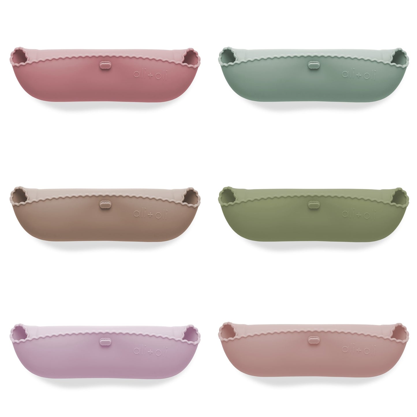 Ali+Oli Silicone Roll-Up Baby Bib (Taupe) Wavy Edge