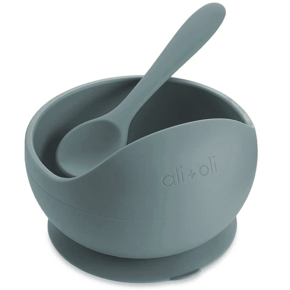 Ali+Oli Suction Bowl & Spoon Set (Cloud)