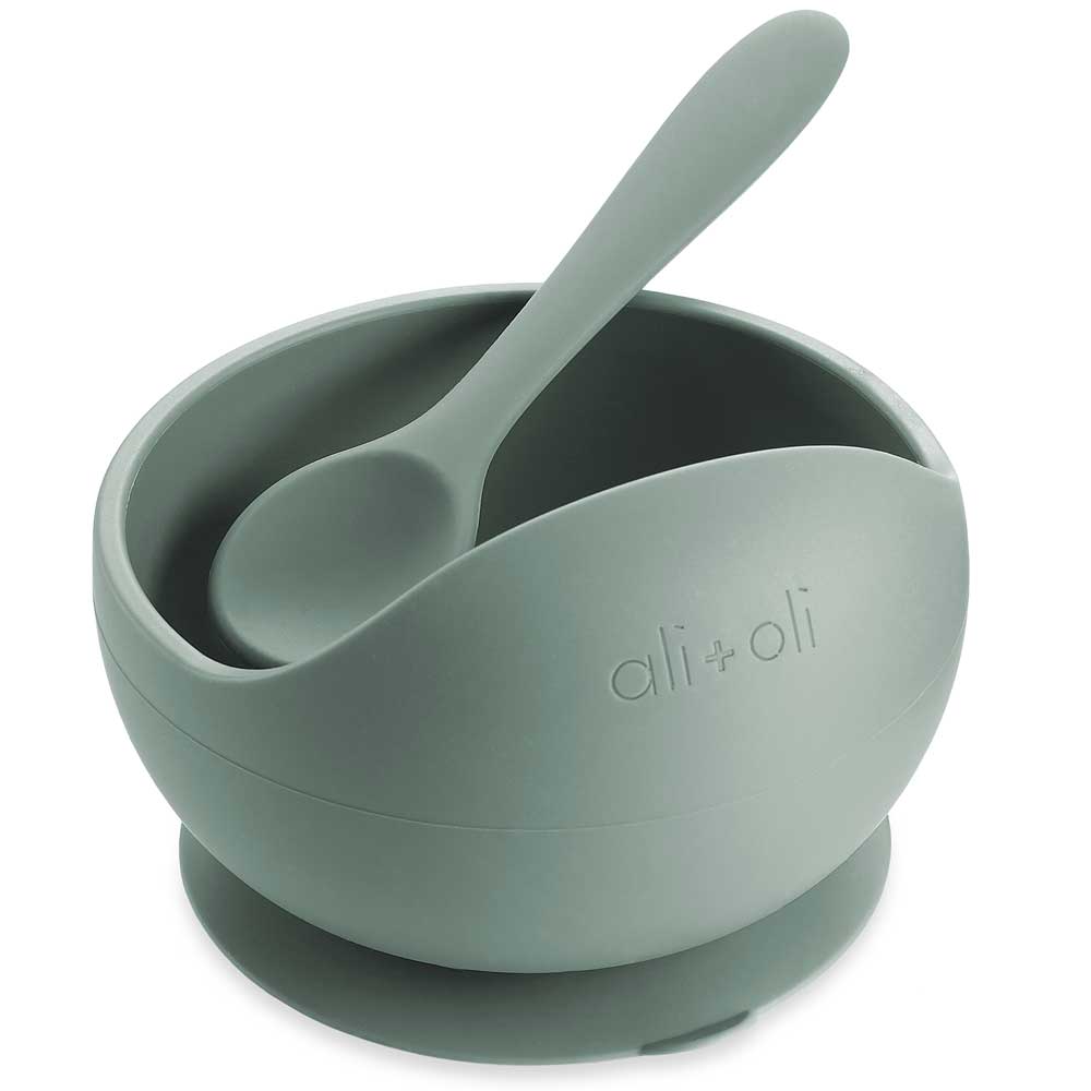 Ali+Oli Silicone Suction Bowl & Spoon in Mint