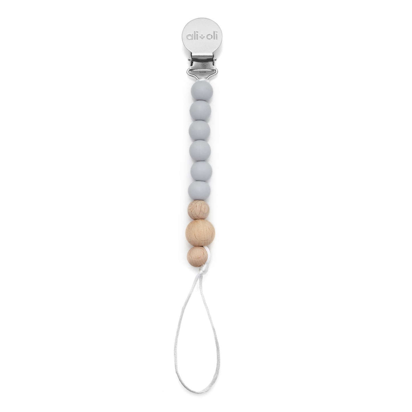 Ali+Oli Pacifier Clip (Grey Wood)