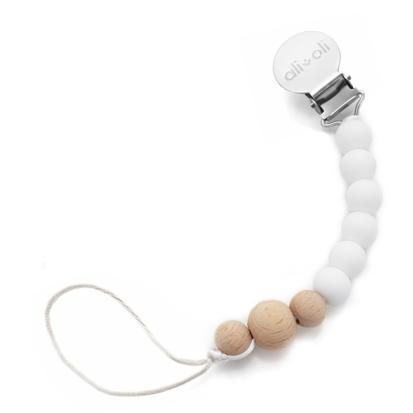 Ali+Oli Pacifier Clip (White Wood)