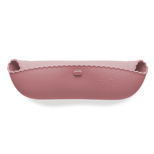 Ali+Oli Silicone Roll-Up Baby Bib (Dusty Rose) Wavy Edge