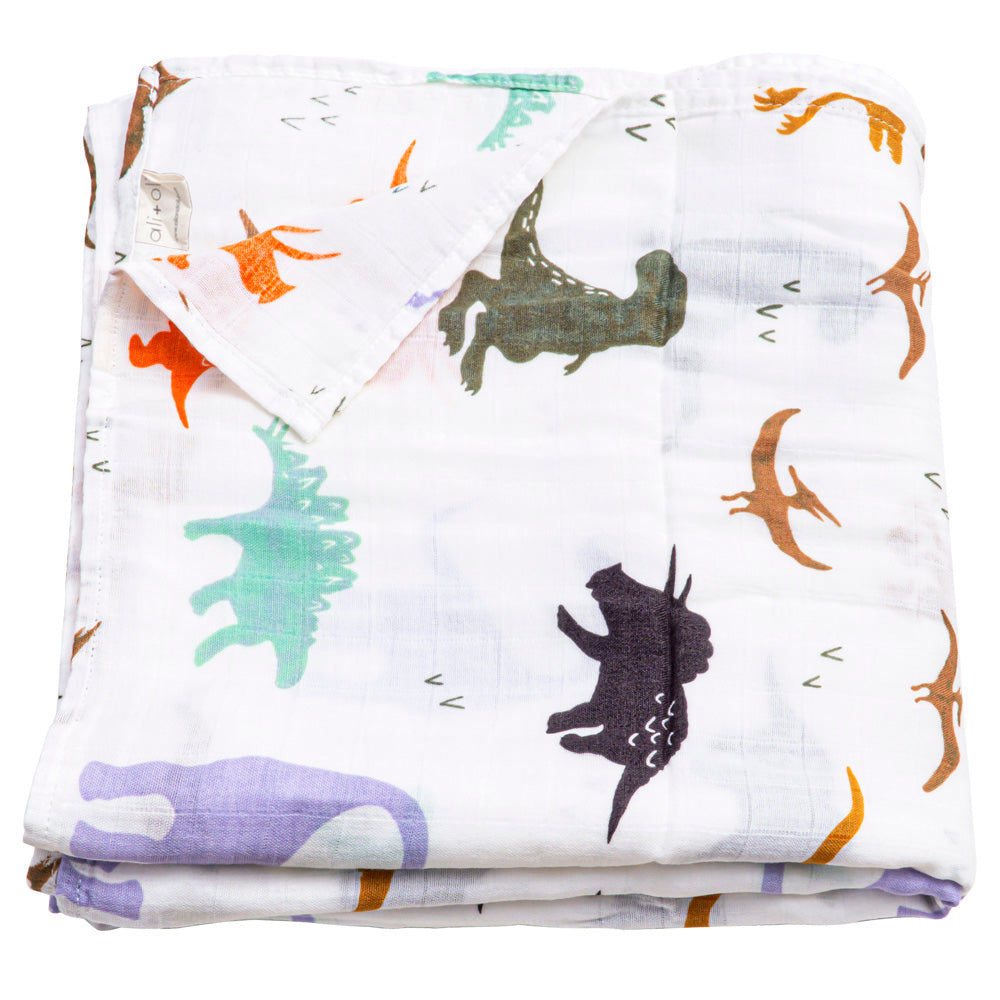 Ali+Oli Muslin Swaddle Blanket (Dinosaurs)