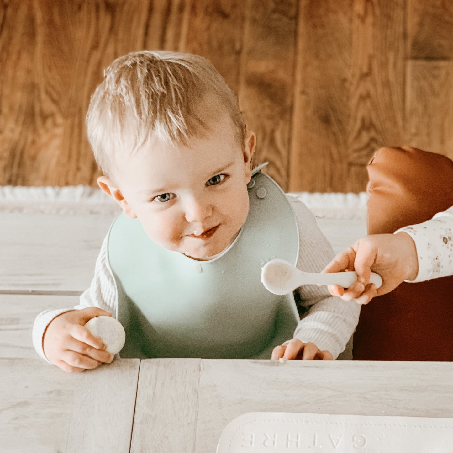 Ali+Oli Silicone Roll-Up Baby Bib (Light Sage)