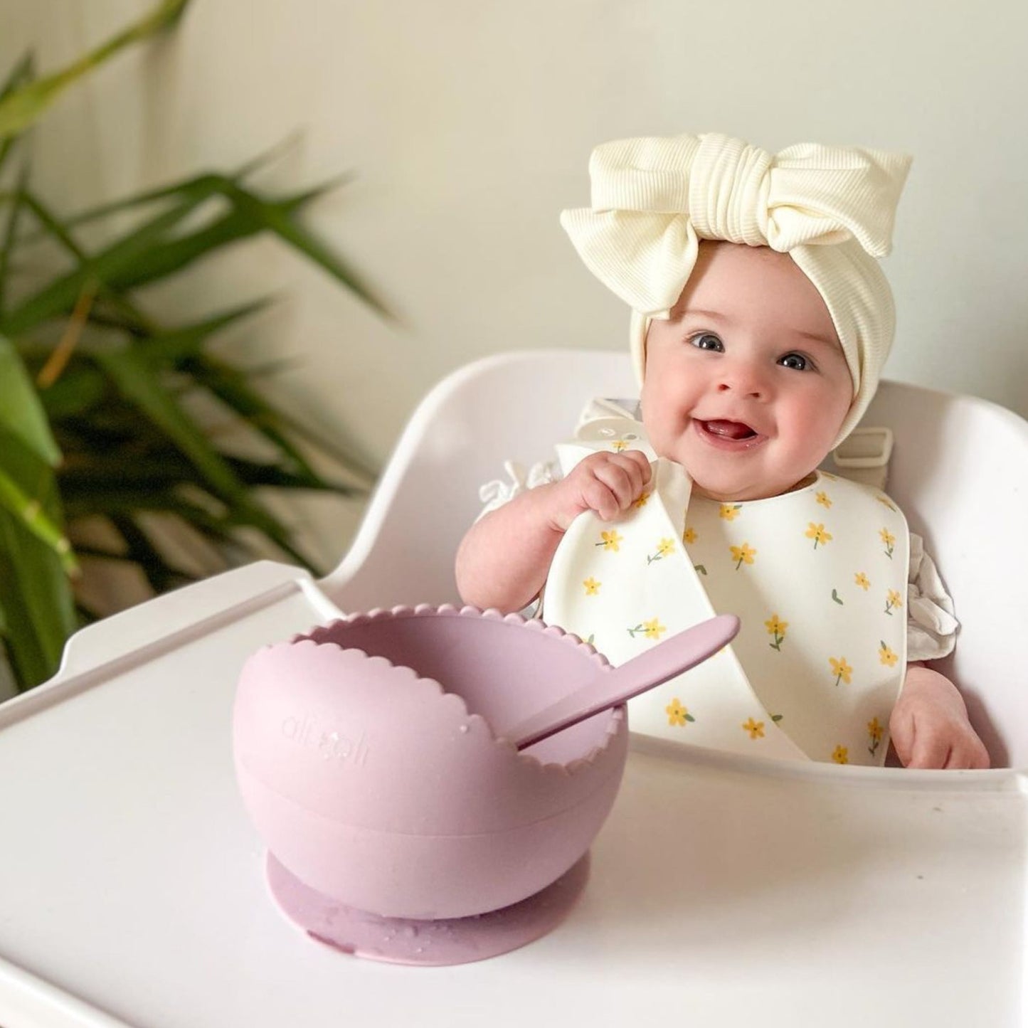 Baby Silicone Bowl and Spoon Set Lilac