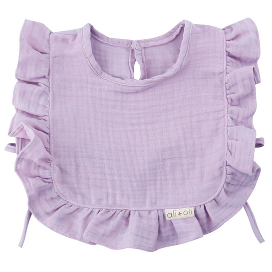 Ali+Oli Muslin Cotton Ruffle Baby Bib (Soft Lilac)