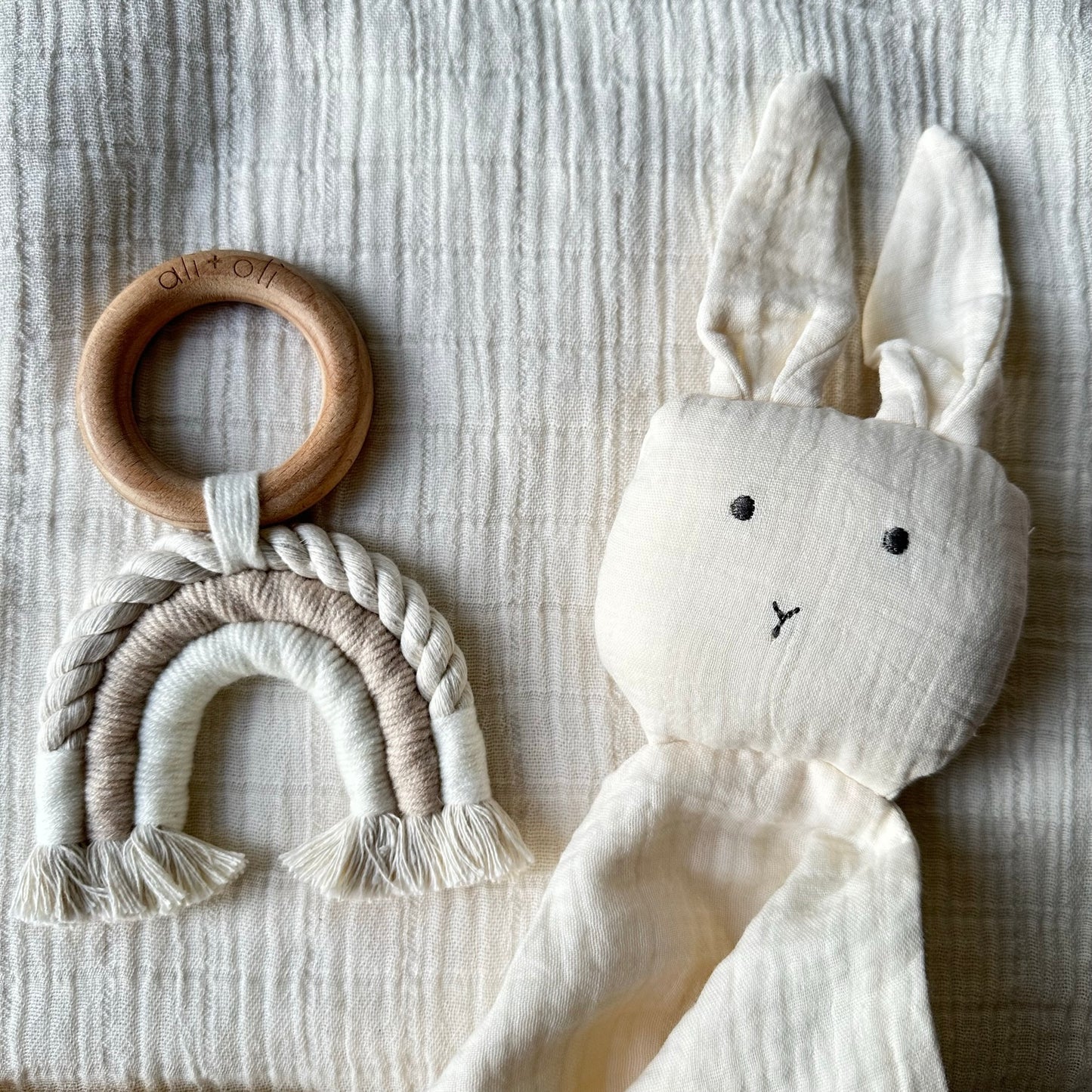 Cuddle Security Blanket Soft Muslin Cotton - Bunny (Beige)