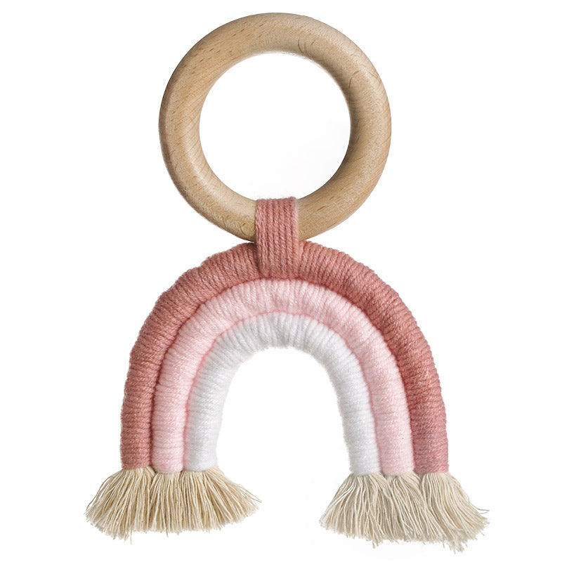 Mini-Macramé Rainbow Teething Toy for Baby (Pink)