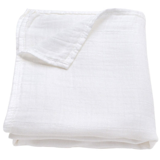 Baby Muslin swaddle blanket in pure white bamboo and organic cotton