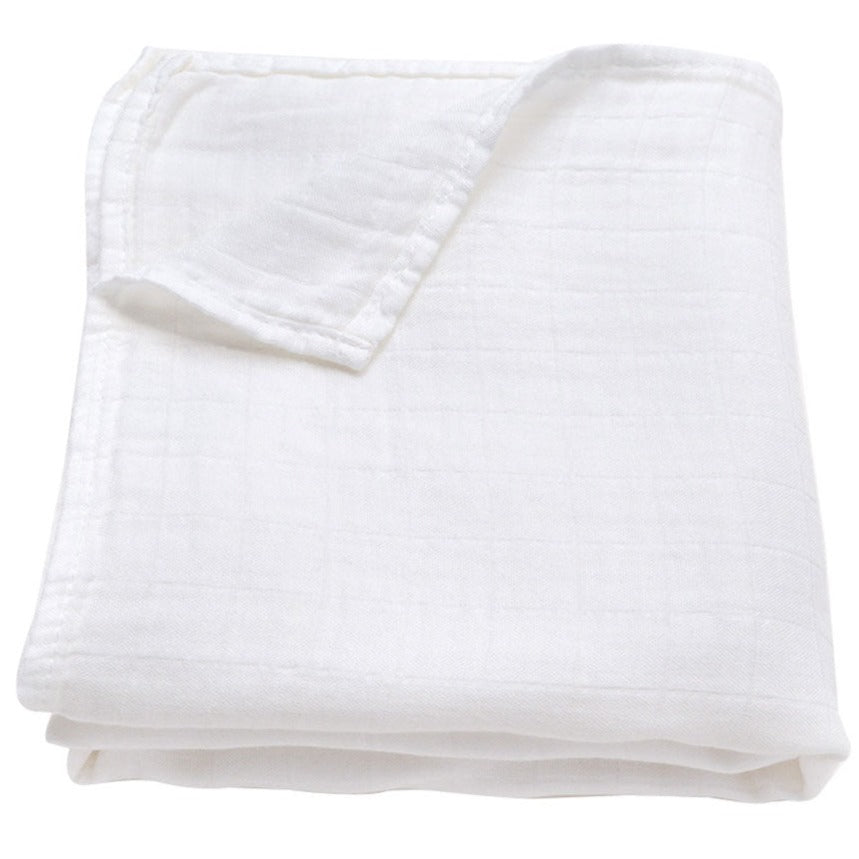 Baby Muslin swaddle blanket in pure white bamboo and organic cotton