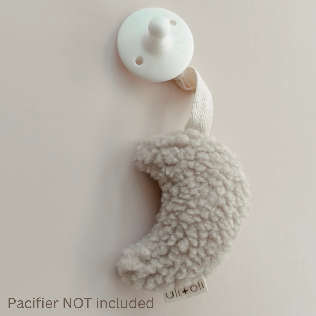 Ali+Oli Plush Moon Pacifier Holder (Sand)