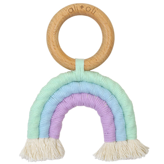 Mini-Macramé Rainbow Teething Toy for Baby (Retro)